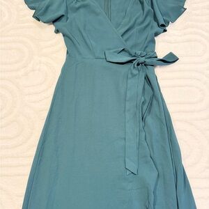 Elegant Green Wrap Dress by Altar’d State, Sz Small, EUC